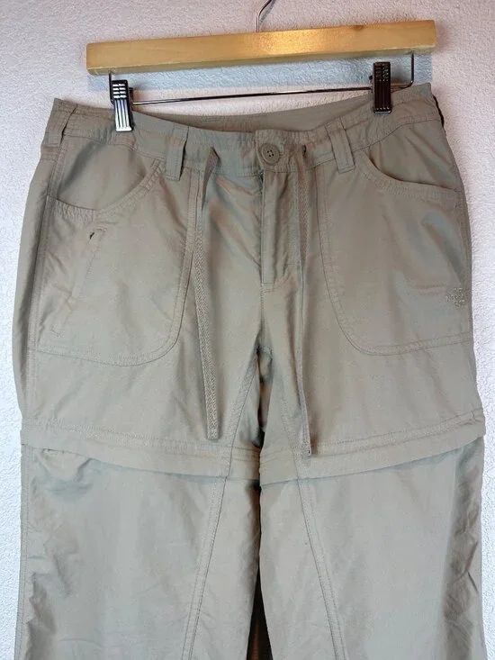 The North Face Convertible Hiking Pants Womens US 8 Khaki Zip Off Nylon Camping - Picture 4 of 12